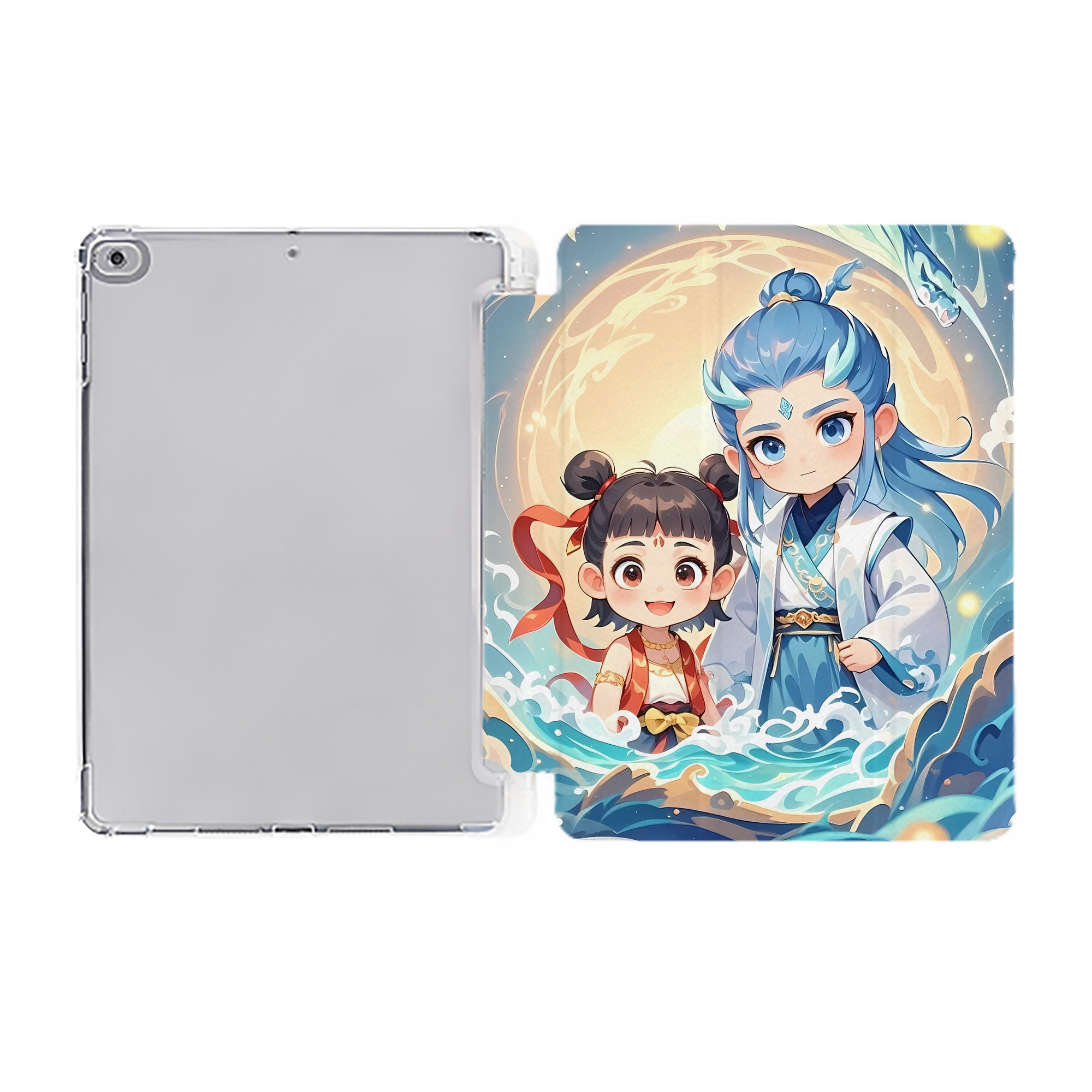 （画像用） Ne Zha 2 ナタ 魔童の大暴れ IPad ケース ペン収納付き 三つ折りスタンド PUレザー×シリコン 対応機種9.5/10.5/10.9インチ